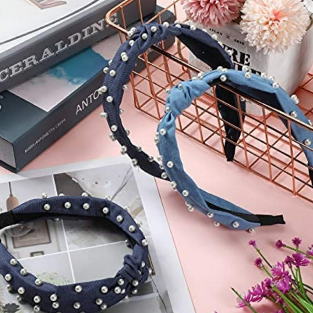 Headband blue jean pearl
