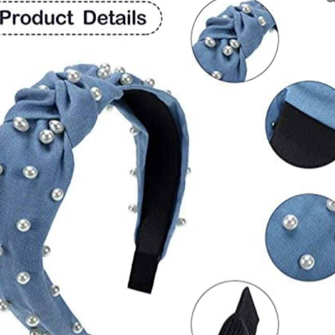 Headband blue jean pearl