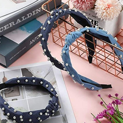 Headband blue jean pearl