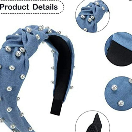 Headband blue jean pearl